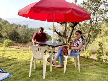 couple enjoying view in Hotel Shivneri Agro Tourism, Tapola